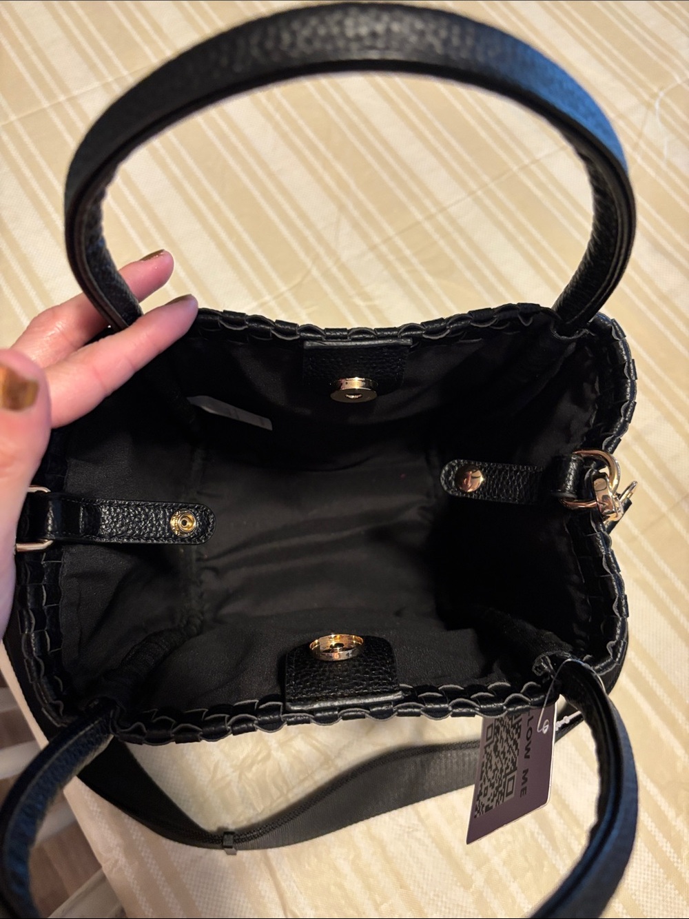 I&R Black Woven Shoulder Tote - Women's Handbag - Picture 3 of 5